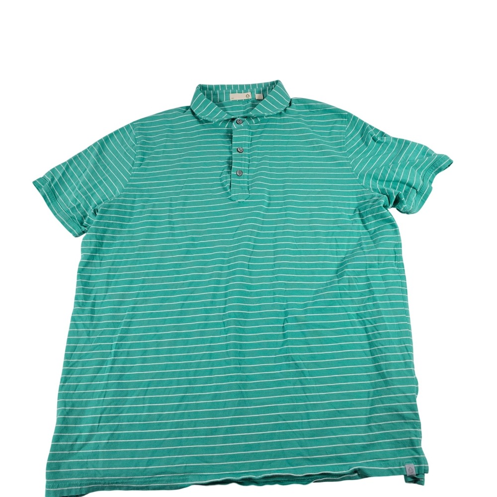 Tasc Performance Mens XL Green White Striped Bamboo Cotton Polo Shirt 129212‎